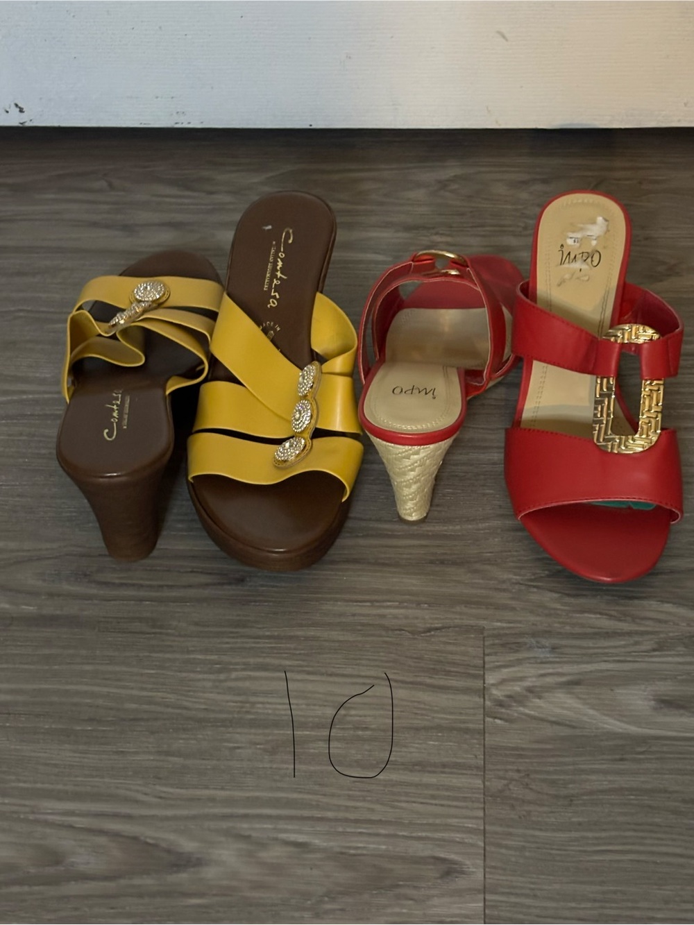 Yellow Platform Slide Sandals with Decorative Buckles - Unknown Brand